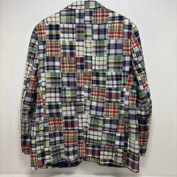Nautica Mens Madras Patchwork  Brielle Blazer Jacket Size 44L Cotton Preppy - Picture 6 of 13